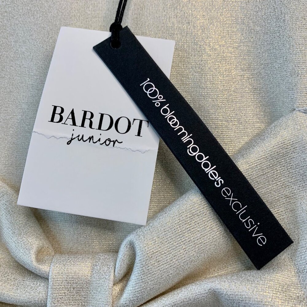 BARDOT JUNIOR Shimmer Party Dress Girls 6 NEW Big Bow Wool Blend Gold Cream NWT - Picture 8 of 9